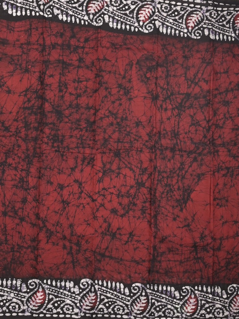 Maheshwari cotton saree dark maroon color allover prints & printed border with contrast pallu and plain blouse