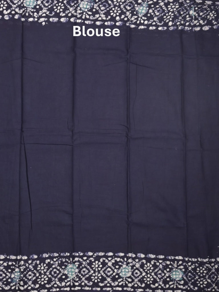 Maheshwari cotton saree light blue color allover prints & printed border with contrast pallu and plain blouse