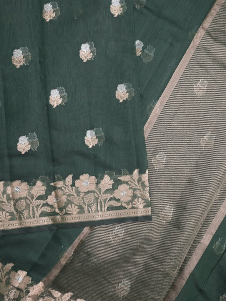 Chanderi fancy saree for women | Black | Zari border | Party wear