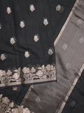 Chanderi fancy saree for women | Black | Zari border | Party wear