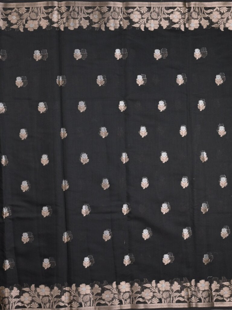 Chanderi fancy saree for women | Black | Zari border | Party wear