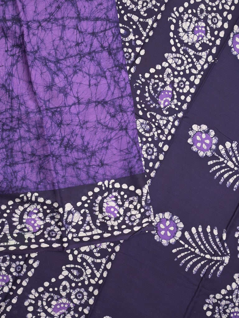 Maheshwari cotton saree purple color allover prints & printed border with contrast pallu and plain blouse