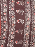 Maheshwari cotton saree brown color allover prints & printed border with contrast pallu and plain blouse
