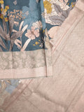 Jute tussar printed fancy saree for women | Green | Party wear | Zari border