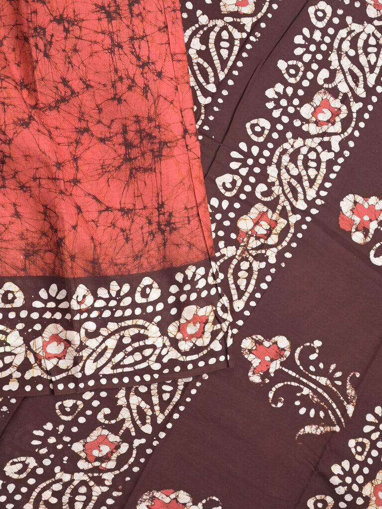 Maheshwari cotton saree brown color allover prints & printed border with contrast pallu and plain blouse