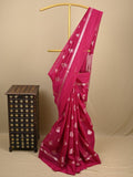 Chanderi fancy saree pink color allover zari motifs and zari border with brocade pallu and blouse