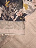 Jute tussar printed fancy saree for women | Green | Party wear | Zari border