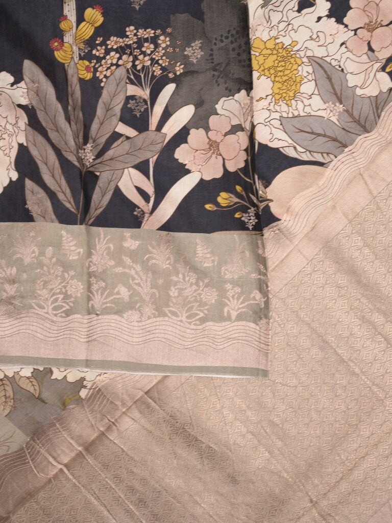 Jute tussar printed fancy saree for women | Green | Party wear | Zari border