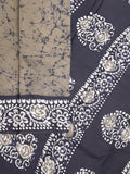 Maheshwari cotton saree grey color allover prints & printed border with contrast pallu and printed blouse