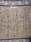 Maheshwari cotton saree grey color allover prints & printed border with contrast pallu and printed blouse