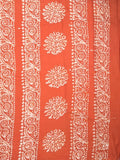 Maheshwari cotton saree light orange color allover prints & printed border with contrast pallu and plain blouse