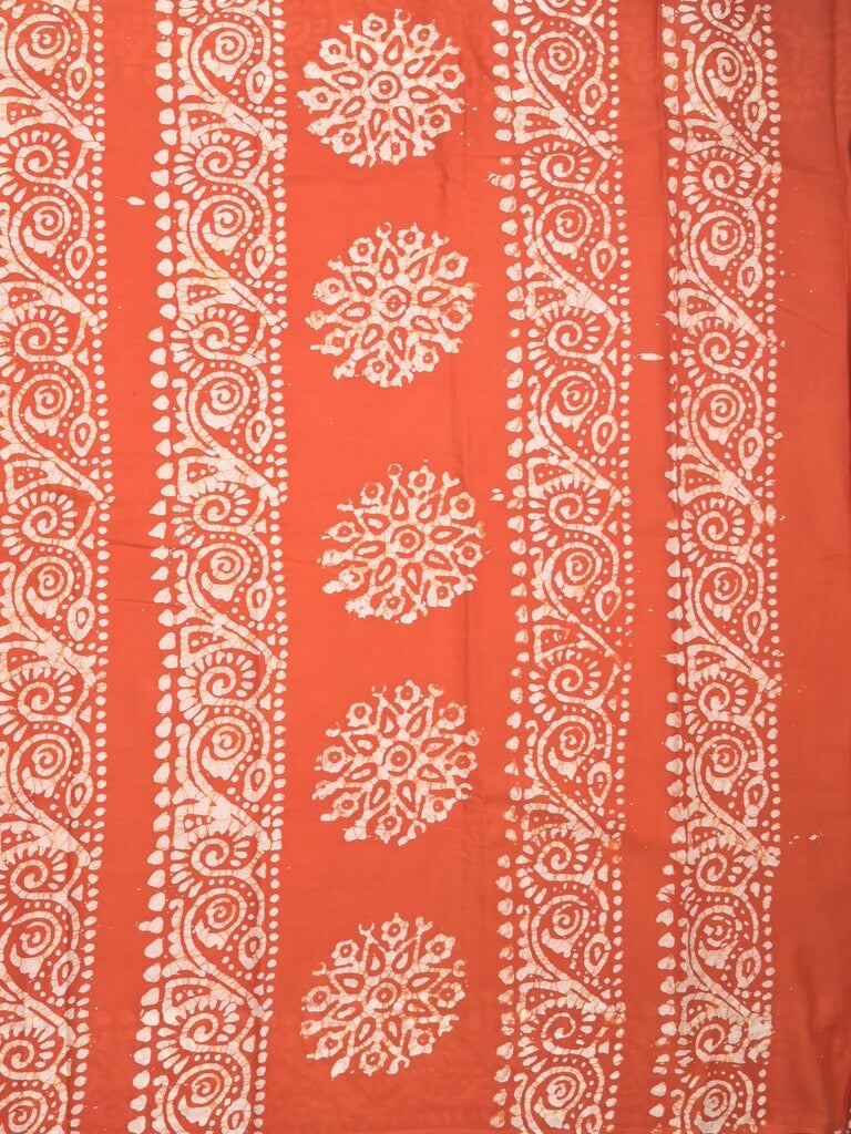 Maheshwari cotton saree light orange color allover prints & printed border with contrast pallu and plain blouse