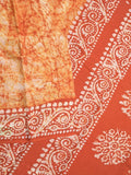 Maheshwari cotton saree light orange color allover prints & printed border with contrast pallu and plain blouse