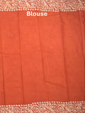 Maheshwari cotton saree light orange color allover prints & printed border with contrast pallu and plain blouse