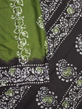 Maheshwari cotton saree dark green color allover prints & printed border with contrast pallu and plain blouse
