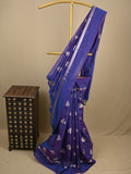 Chanderi fancy saree royal blue color allover zari motifs and zari border with brocade pallu and blouse