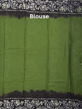 Maheshwari cotton saree dark green color allover prints & printed border with contrast pallu and plain blouse