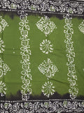 Maheshwari cotton saree dark green color allover prints & printed border with contrast pallu and plain blouse