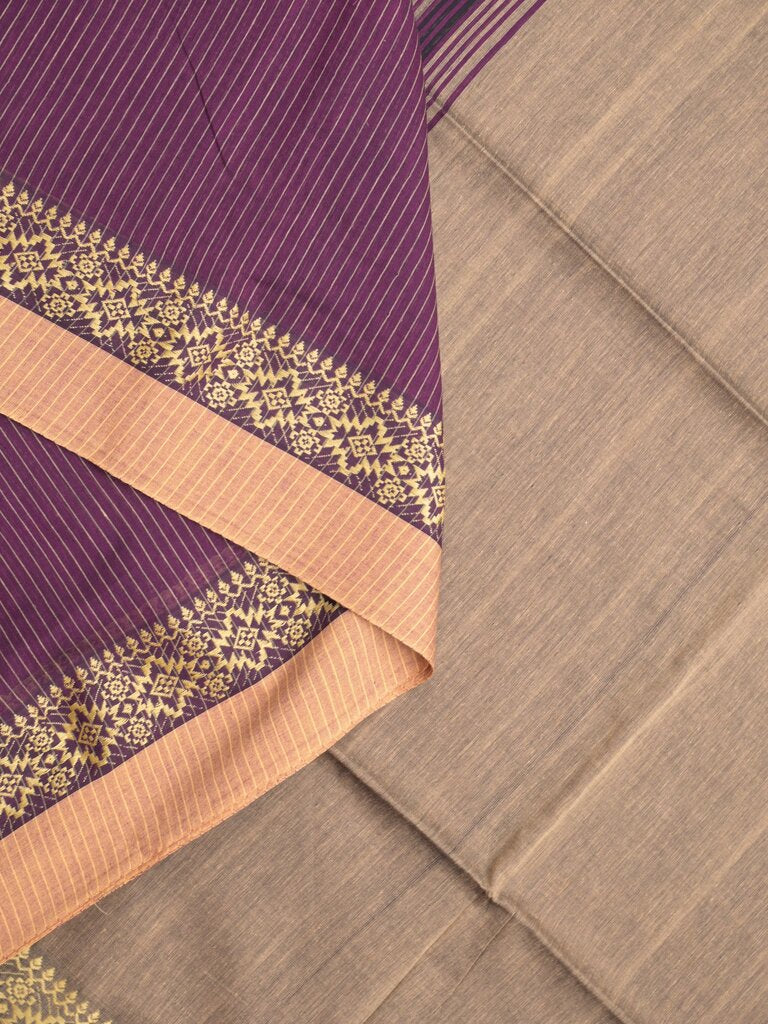 Khadi cotton saree for women | Purple | Weaving border | Running blouse