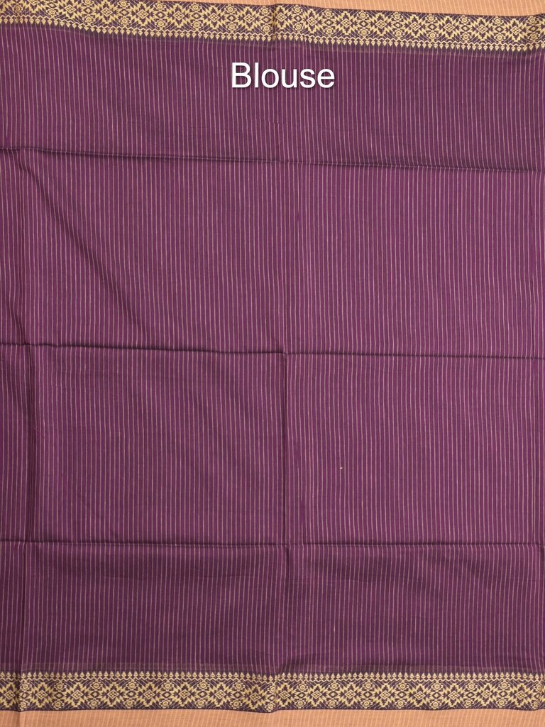 Khadi cotton saree for women | Purple | Weaving border | Running blouse