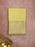 Banaras tissue fancy saree light yellow color allover weaves & zari border with running pallu and self blouse