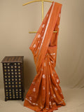 Chanderi fancy saree bronze color allover zari motifs and zari border with brocade pallu and blouse