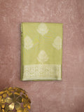 Banaras tissue fancy saree light green color allover weaves & zari border with rich pallu and self blouse