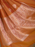 Chanderi fancy saree bronze color allover zari motifs and zari border with brocade pallu and blouse