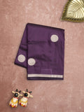 Maheshwari fancy saree violet color allover zari motifs & zari border with zari pallu and plain blouse
