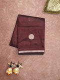 Maheshwari fancy saree brown color allover zari motifs & zari border with zari pallu and plain blouse