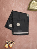 Maheshwari fancy saree black color allover zari motifs & zari border with zari pallu and plain blouse
