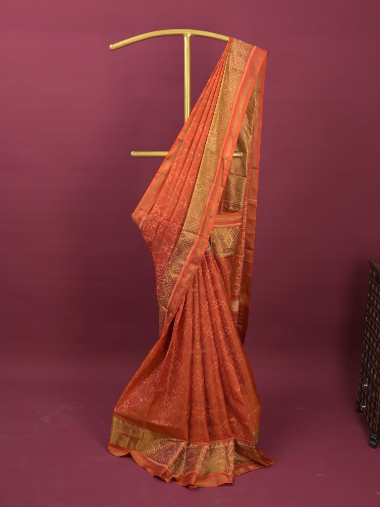 Rajkot patola saree for women | Orange | Zari border | Wedding | Party wear