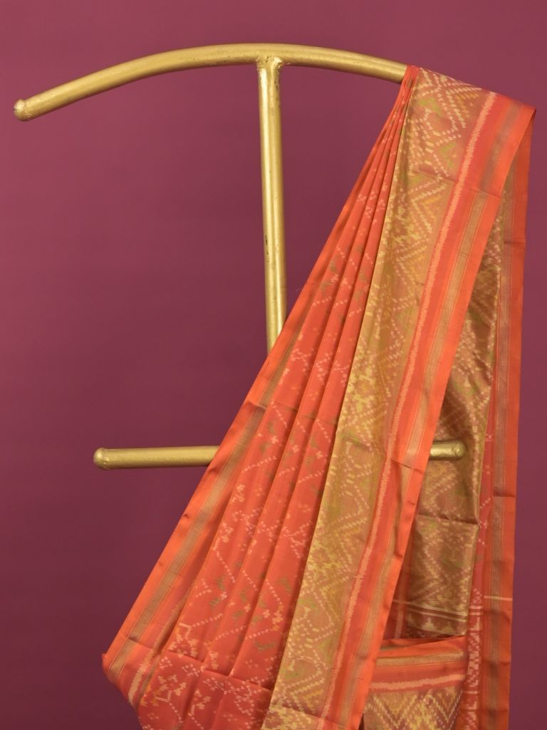 Rajkot patola saree for women | Orange | Zari border | Wedding | Party wear