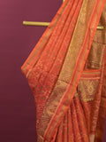 Rajkot patola saree for women | Orange | Zari border | Wedding | Party wear