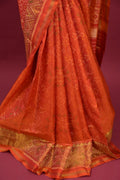 Rajkot patola saree for women | Orange | Zari border | Wedding | Party wear
