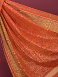 Rajkot patola saree for women | Orange | Zari border | Wedding | Party wear