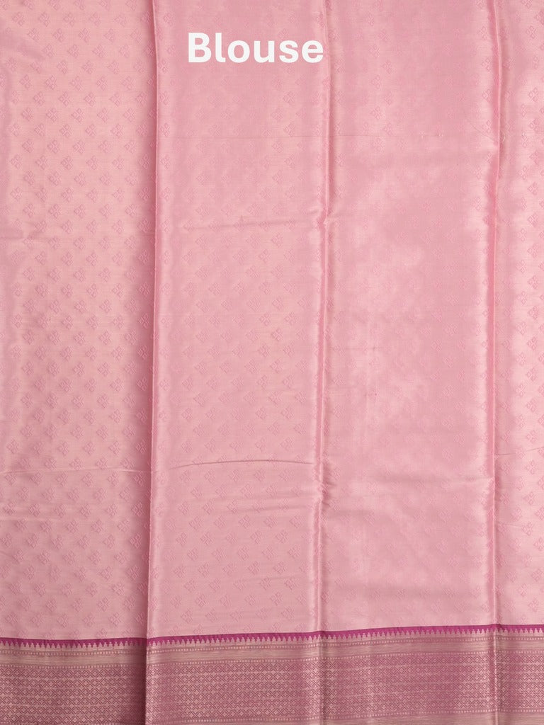 Banaras tissue fancy saree baby pink color allover weaves & zari border with running pallu and self blouse