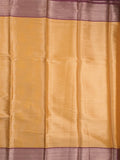 Banaras tissue fancy saree light orange color allover weaves & zari border with running pallu and self blouse