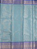 Banaras tissue fancy saree sky blue color allover weaves & zari border with running pallu and self blouse