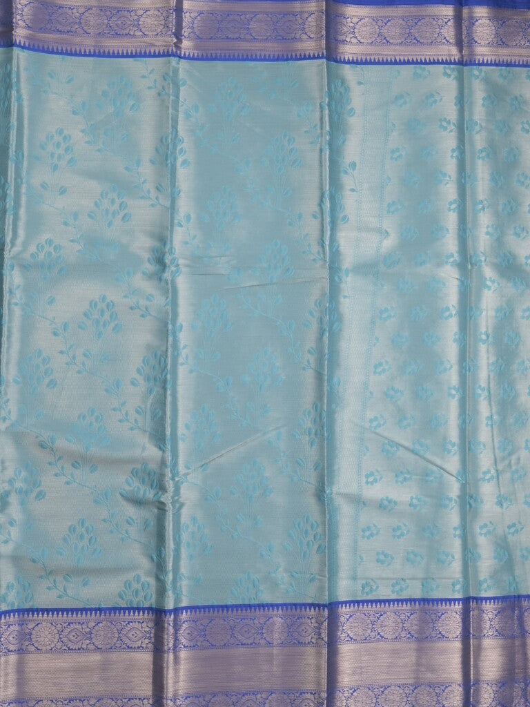 Banaras tissue fancy saree sky blue color allover weaves & zari border with running pallu and self blouse