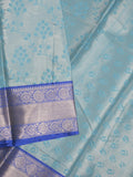 Banaras tissue fancy saree sky blue color allover weaves & zari border with running pallu and self blouse