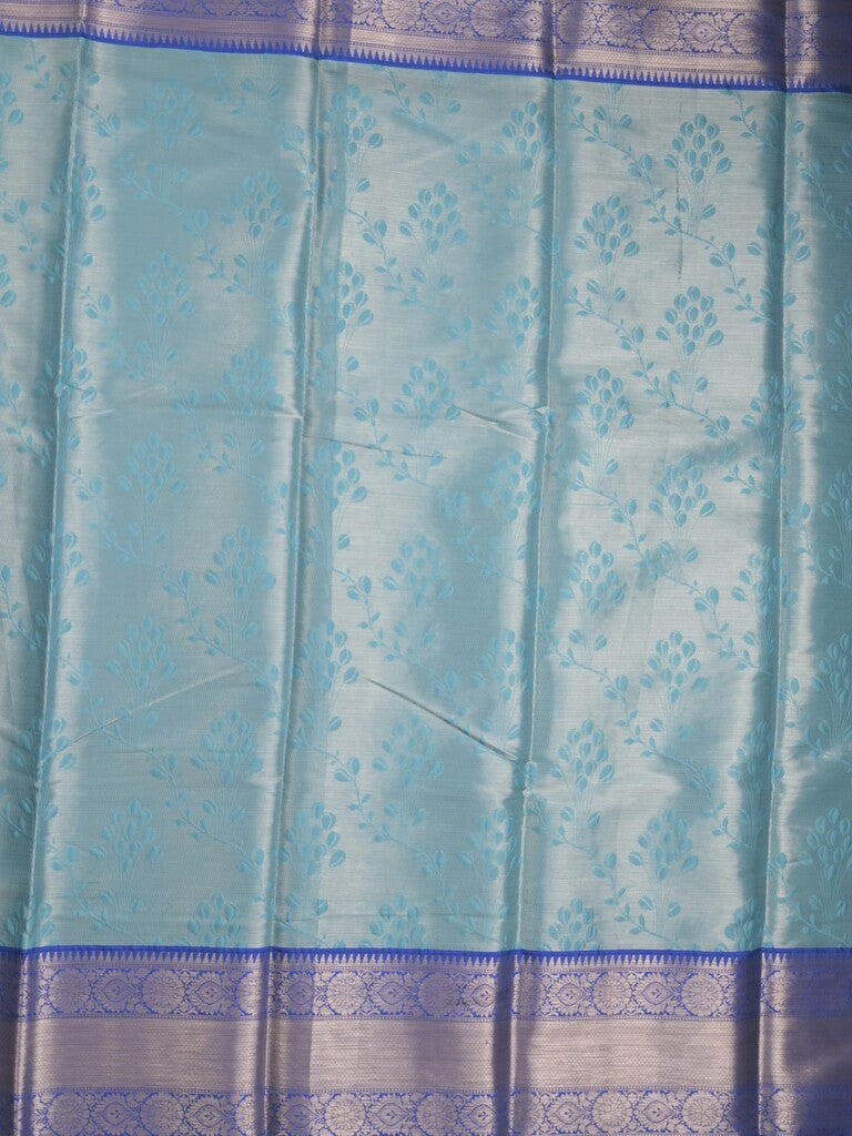 Banaras tissue fancy saree sky blue color allover weaves & zari border with running pallu and self blouse