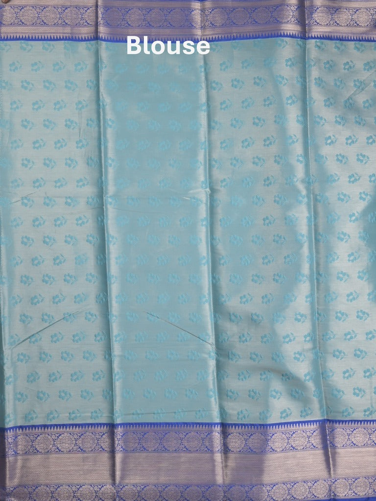 Banaras tissue fancy saree sky blue color allover weaves & zari border with running pallu and self blouse