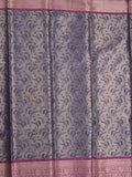 Banaras tissue fancy saree navy blue color allover weaves & zari border with running pallu and self blouse