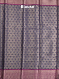 Banaras tissue fancy saree navy blue color allover weaves & zari border with running pallu and self blouse