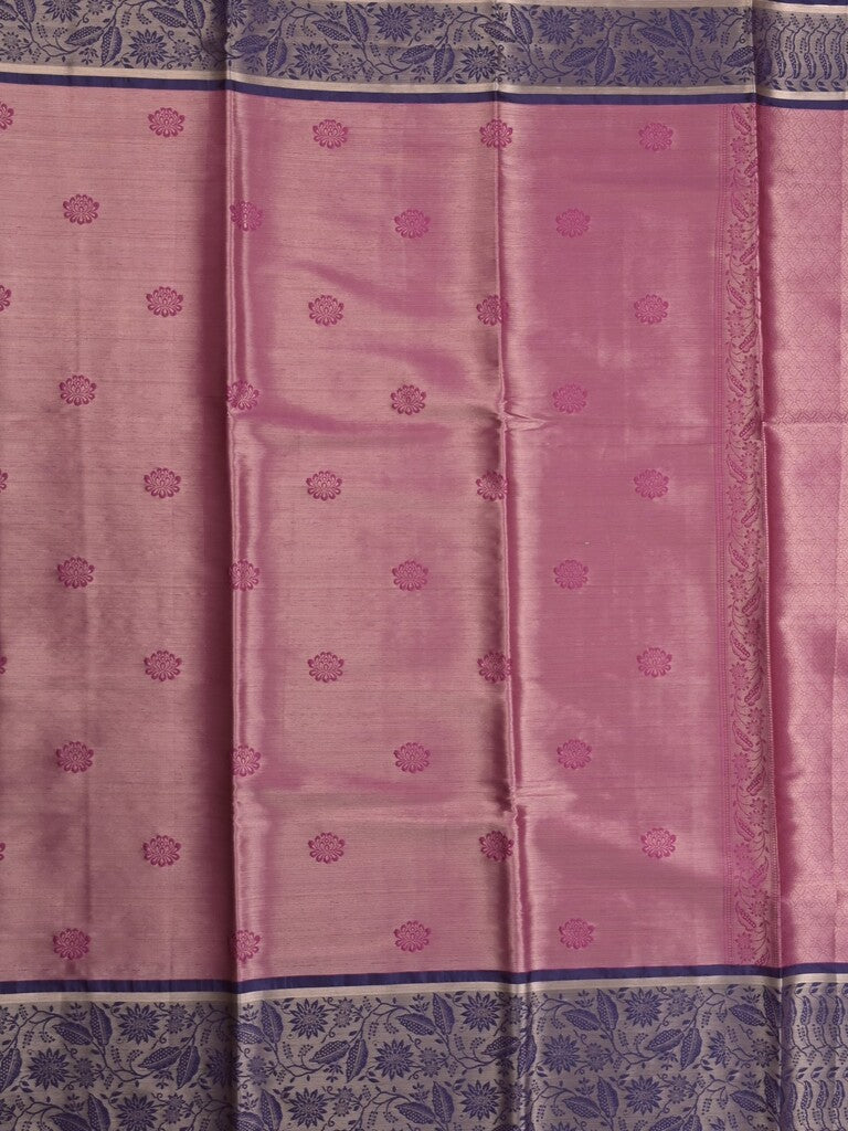 Banaras tissue fancy saree light wine color allover weaves & zari border with running pallu and self blouse