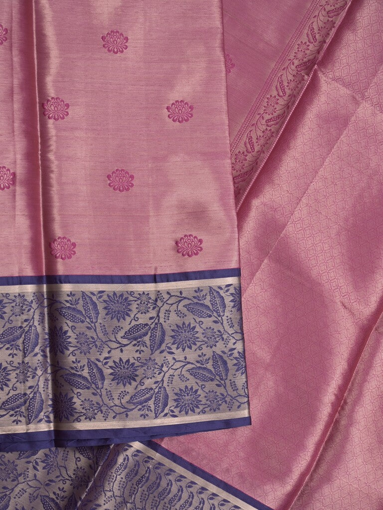 Banaras tissue fancy saree light wine color allover weaves & zari border with running pallu and self blouse