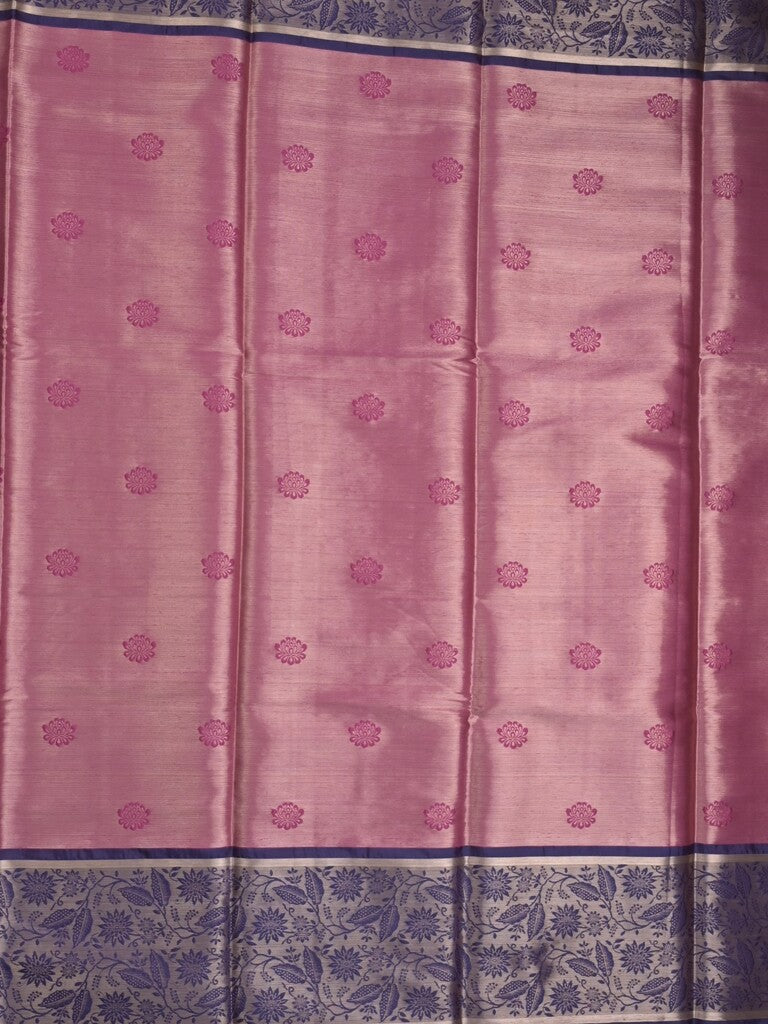 Banaras tissue fancy saree light wine color allover weaves & zari border with running pallu and self blouse