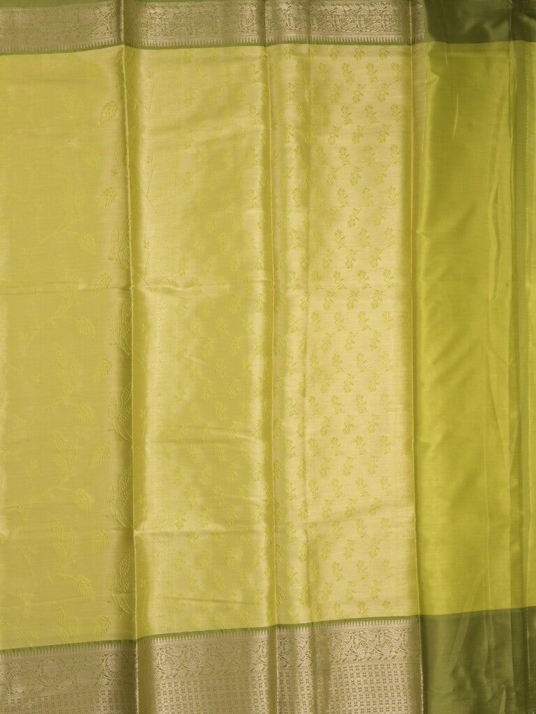 Banaras tissue fancy saree light yellow color allover weaves & zari border with running pallu and self blouse