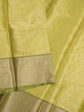 Banaras tissue fancy saree light yellow color allover weaves & zari border with running pallu and self blouse
